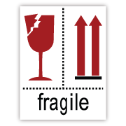 4" x 3" Fragile - Glass & Arrow Symbols, Roll of 500 Labels