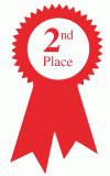 Second Place Red Ribbon Sticker - Pack of 10