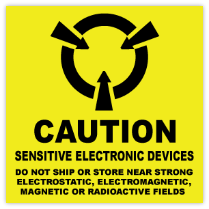 4" x 4" "Caution - Sensitive Electronic Devices" Labels - Roll of 100