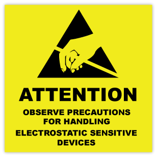 4" x 4" "Attention - Electrostatic" Labels - Roll of 500