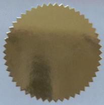 2.25" Serrated Edge, Shiny Gold Foil Seals, Roll of 100