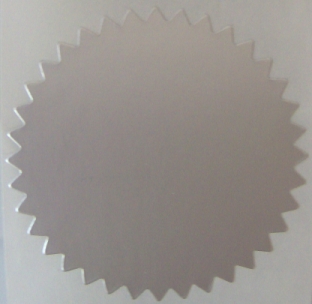2" Serrated Edge, Dull Silver Foil Seals, Roll of 500