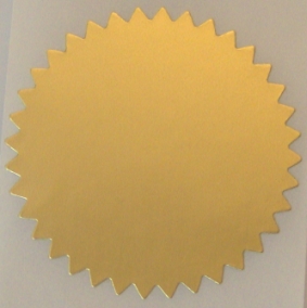 2" Serrated Edge, Dull Gold Foil Seals, Roll of 1,000