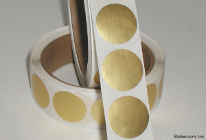 1.75" Circle, Dull Gold Foil Seals, Roll of 100