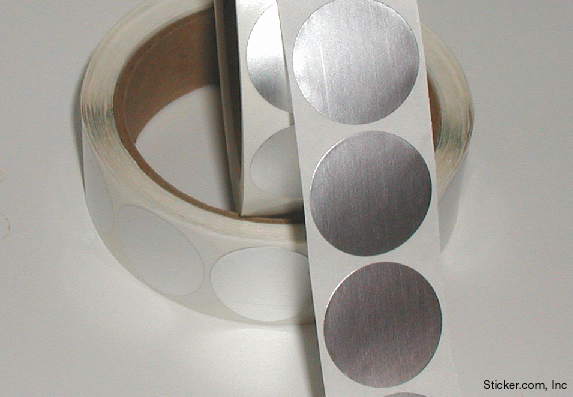 1/2" Circle, Dull Silver Foil Seals, Roll of 500