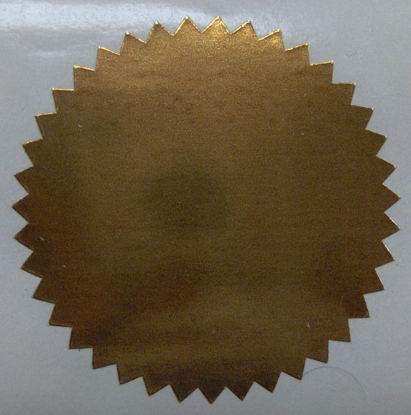 2" Serrated Edge, Shiny Bronze Foil Seals, Roll of 100