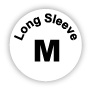 "Long Sleeve M" White Paper Fabric Safe Stickers, Garment Lables, Size Stickers.