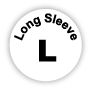 "Long Sleeve L" White Paper Fabric Safe Stickers, Garment Lables, Size Stickers.