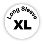 "Long Sleeve XL" White Paper Fabric Safe Stickers, Garment Lables, Size Stickers.