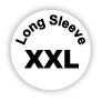 "Long Sleeve XXL" White Paper Fabric Safe Stickers, Garment Lables, Size Stickers.