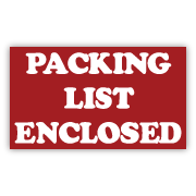 PACKING LIST ENCLOSED Sticker Labels