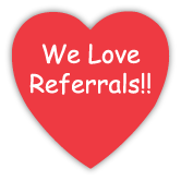 "We Love Referrals" Heart Shape Stickers 