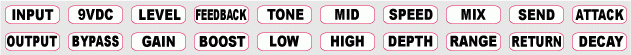 Stompbox labels for your homemade guitar pedals and equipment.