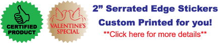 custom printed serrated edge stickers and labels.