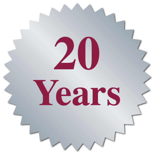 "20 Years" Serrated Edge Stickers
