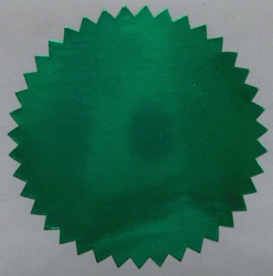 2" Shiny Green Serrated Edge Foil Circle Stickers
