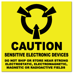 4" x 4" Caution Sensitive Electronic Devices Labels