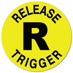 "Release Trigger" Fluorescent Yellow Circle Stickers