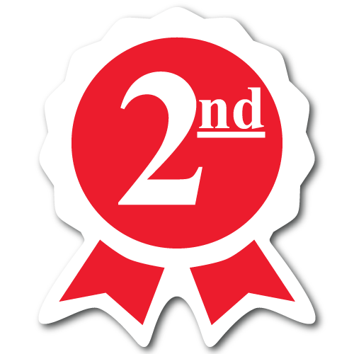 Second Place Red Ribbon Award Labels, Pack of 10 Stickers