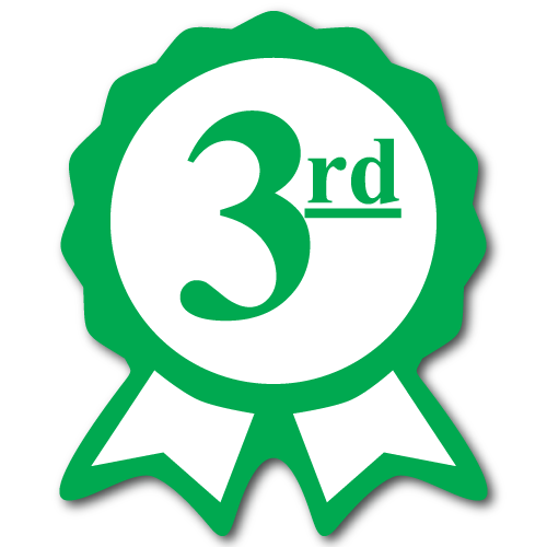"Third Place" Ribbon Green Award Stickers