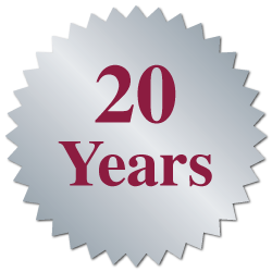 "20 Years" Burst Circle Seal Labels