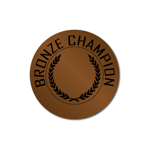 1 Inch Circle Bronze Champion Award Labels on Metallic Foil, Roll of 500 Labels
