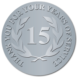 15 Years Embossed Award Stickers