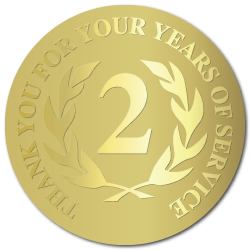 2 Years Embossed Award Stickers