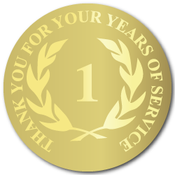 1 Year Gold Foil Stamped Award Stickers