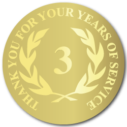 3 Years Gold Foil Stamped Award Stickers