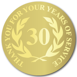 30 Years Gold Foil Stamped Award Stickers