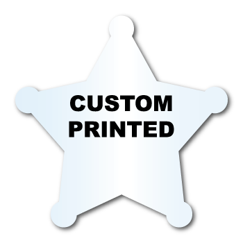 2.75" x 2.75" Sheriff Star Shape Clear Custom Printed Stickers