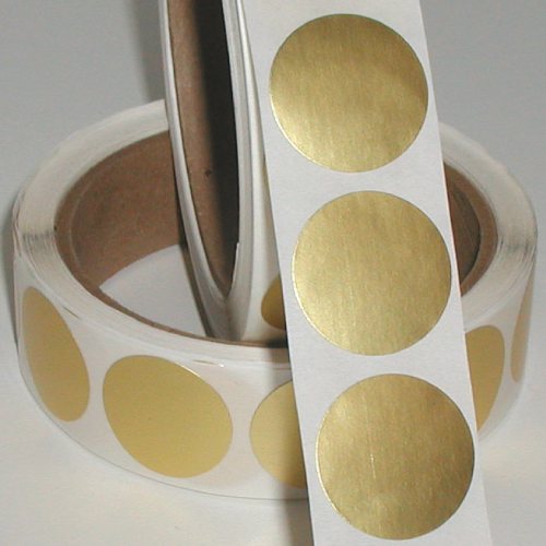 0.5 Inch Circle, Dull Gold Foil Seals, Roll of 1,000 Stickers