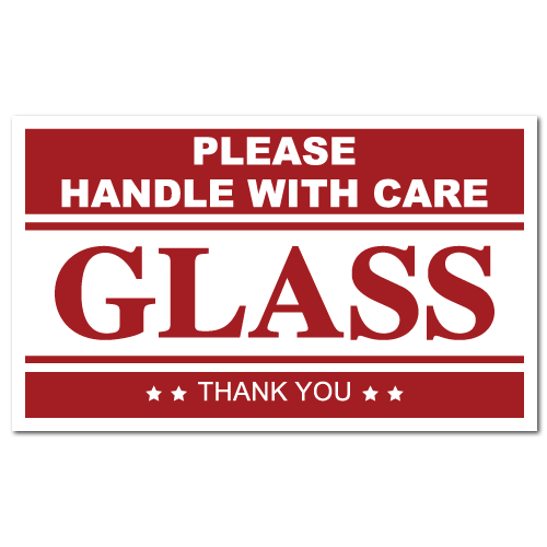5 x 3 GLASS - Handle with Care, Roll of 500 Stickers