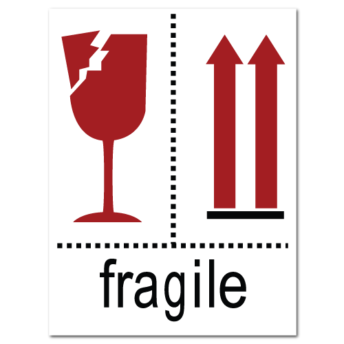 Fragile Broken Glass and Arrow Stickers