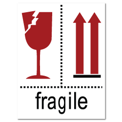 Fragile Broken Glass and Arrow Stickers