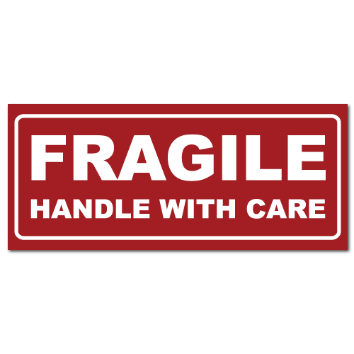Small Fragile Handle With Care Rectangle Stickers