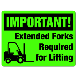 Extended Forks Required Fluorescent Warning Stickers