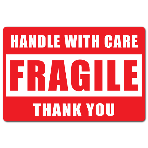 2000 2x3" **Please Handle With Care--FRAGILE** Sticker 4-Rolls 500 Labels 