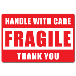 FRAGILE DO NOT CRUSH 1x2 Warning Stickers Labels red fluorescent 500/rl 