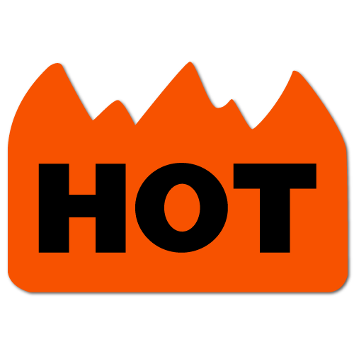 HOT Flame Shaped Warning Stickers
