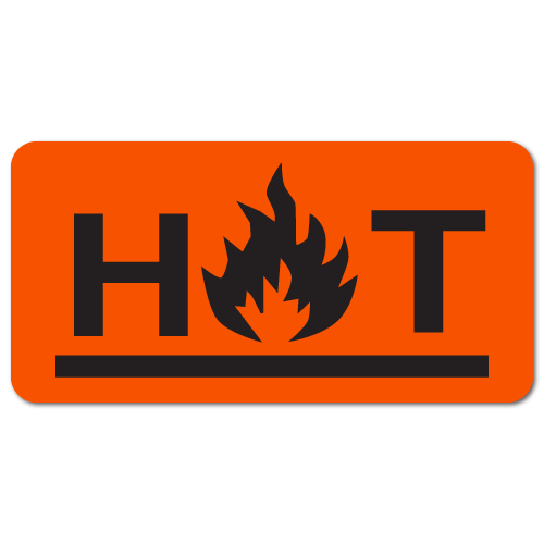 2 x 1 HOT Warning Stickers