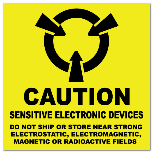 2" x 2" Caution Sensitive Electronics Stickers