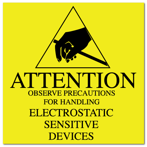 2" x 2" Caution Sensitive Electronics Stickers