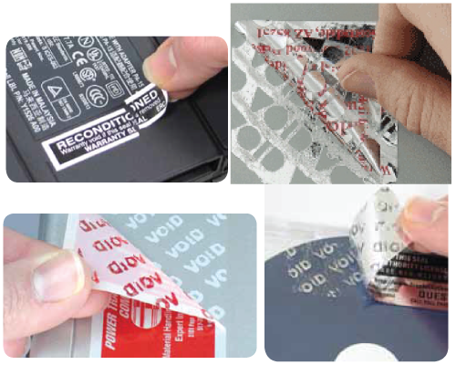 Bespoke customised Tamper Proof Warranty Void Stickers Protection Double Labels 