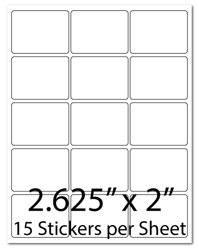 L18, 2.625 x 2, 15 Stickers per Sheet