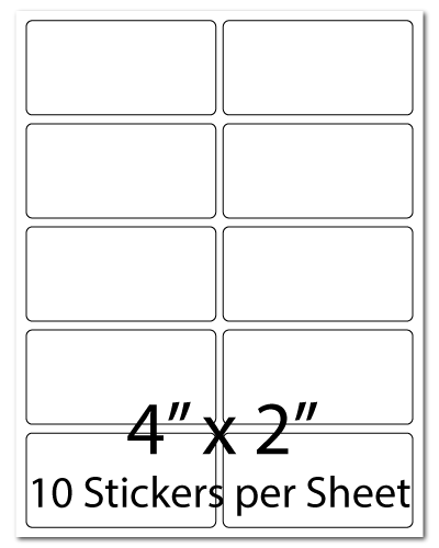L8, 4 x 2, 10 Stickers per Sheet