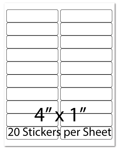 L9, 4 x 1, 20 Stickers per Sheet