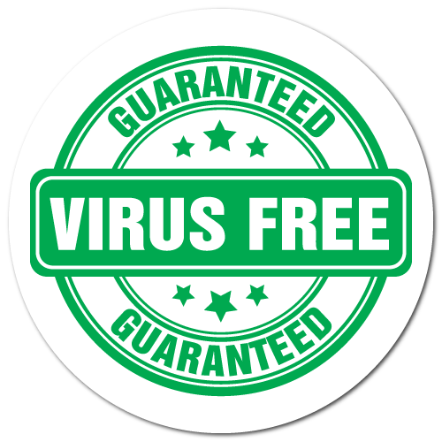 1.25 Inch Circle Guaranteed Virus Free Sticker