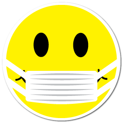 1" Yellow Smiley Face with Mask Circle Labels